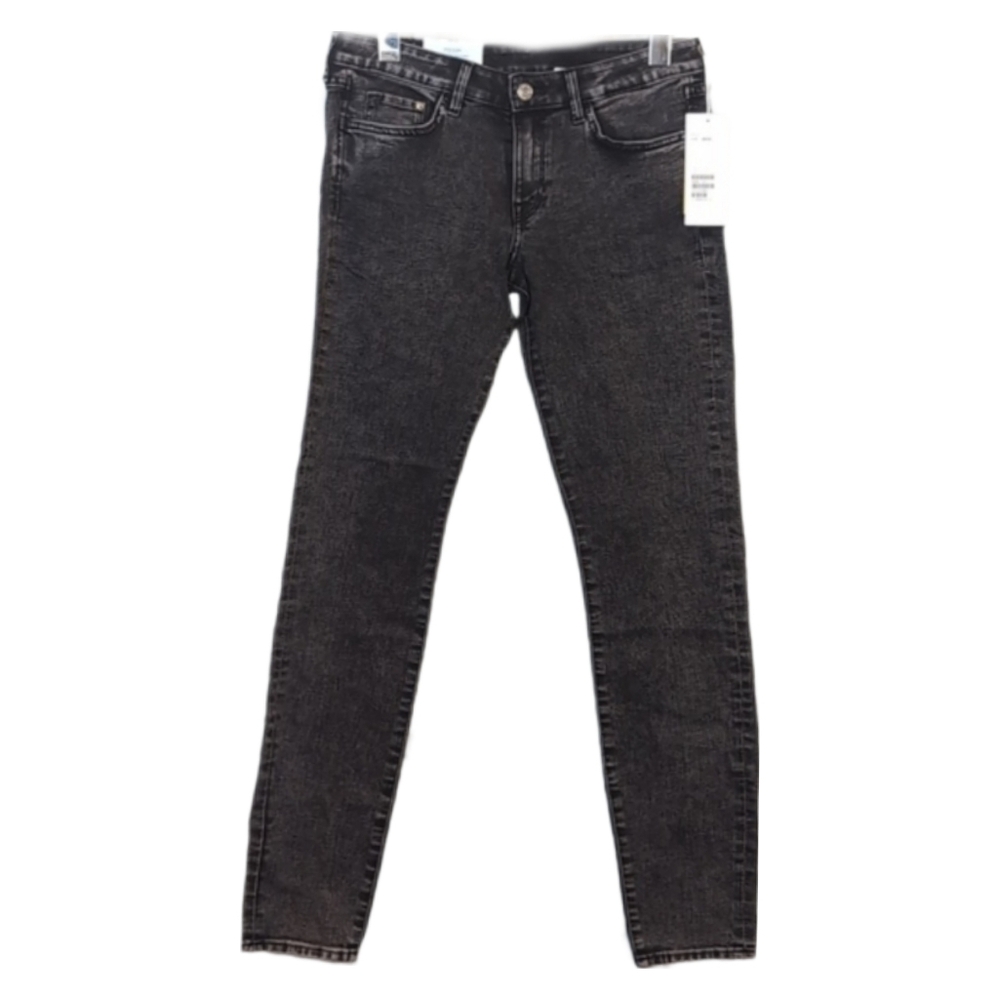 NEW H&M Low Waist Denim Jeans Womens Size 28 Black Acid Wash Skinny Stretch